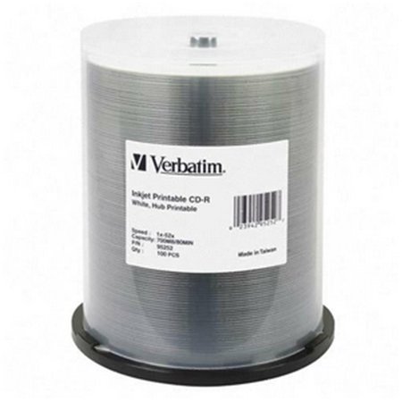 VERBATIM 52x CD-R Media 700MB Ink Jet Printable Hub Printable 120mm Standard VE303916